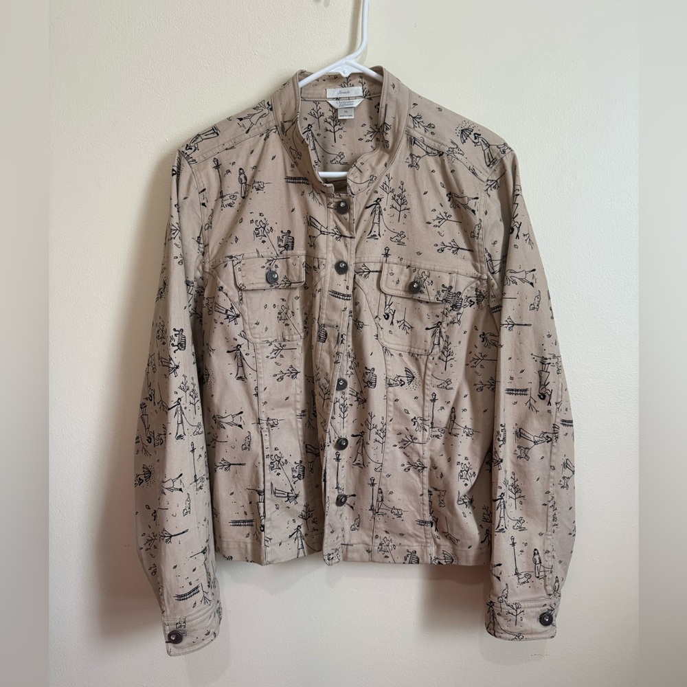 Vintage Christopher & Banks Beige Long Sleeve Button Up Dog Jacket | Size XL - W